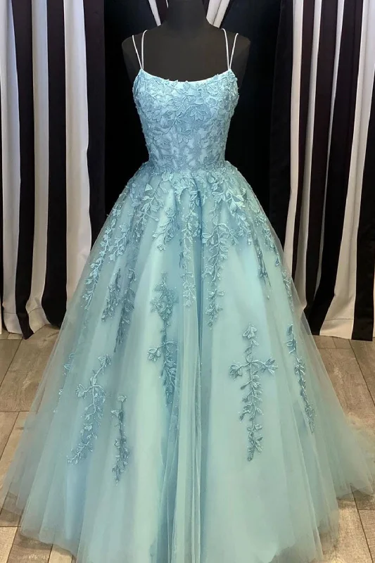 Open Back Blue Lace Long Prom Dresses, Backless Blue Formal Dresses, Blue Lace Evening Party Dresses Tunics Review highly