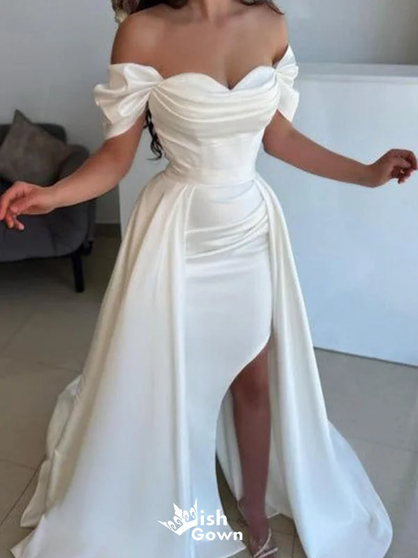 Stylish White Sexy Off the Shoulder Sweetheart Mermaid Long Party Dress Prom Dresses,Evening Dress Online, WGP880 Tunics Denim casual