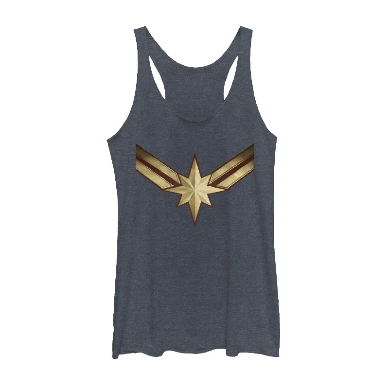 Women's Marvel Captain Marvel Star Symbol Costume Racerback Tank Top one shoulder tank
