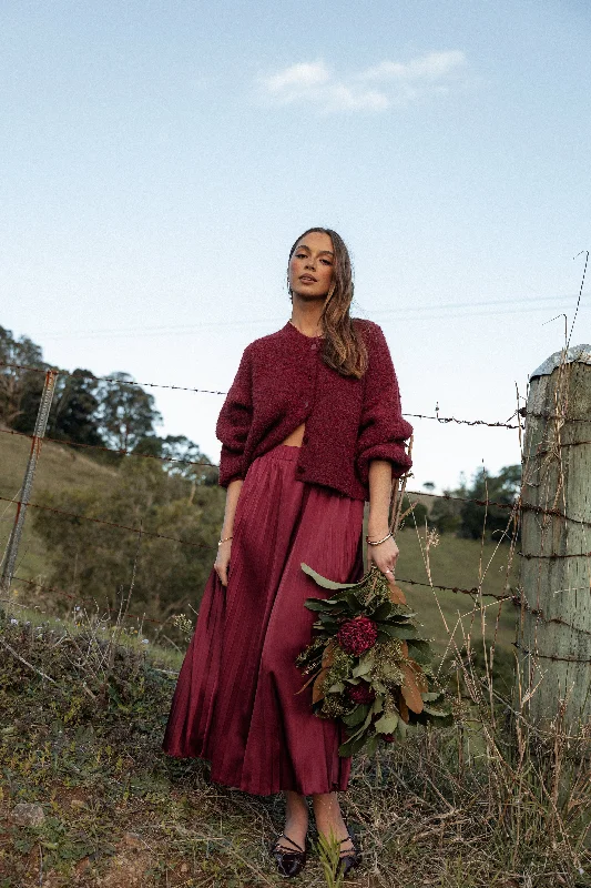 Lysandra Maxi Skirt - Burgundy chiffon skirt delicate