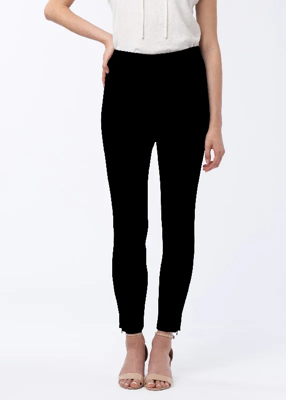 Gregg Skinny Ankle Pant Black Ponte Elegant Silk Pants