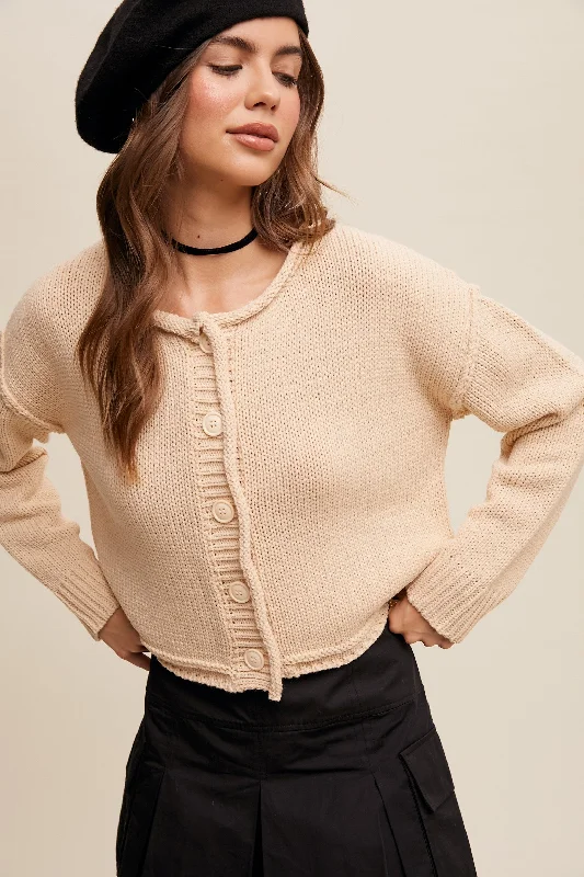 Knit Button Down Cardigan Open Front Closed Front Wrap Front