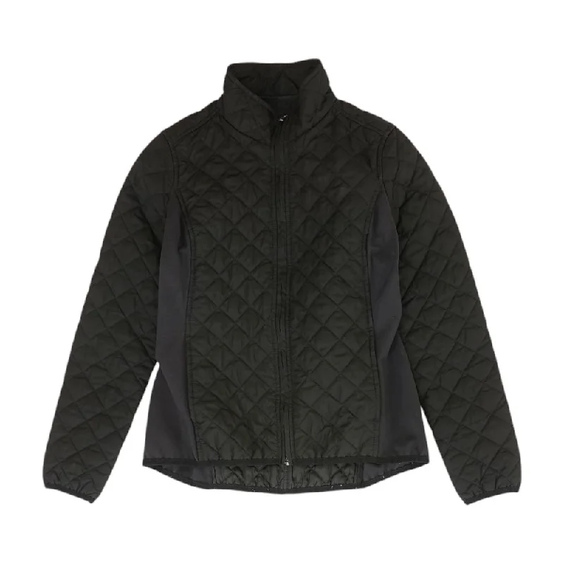 Black Solid Puffer Jacket Anorak Shell Jacket Lightweight Jacket