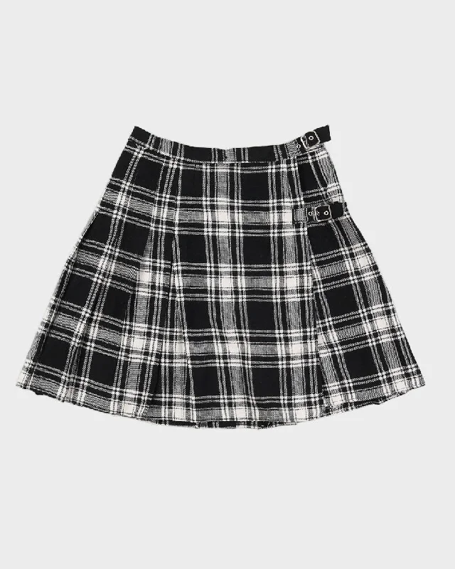 Vintage 70s Black Checkered Mini Skirt - S velvet skirt plush
