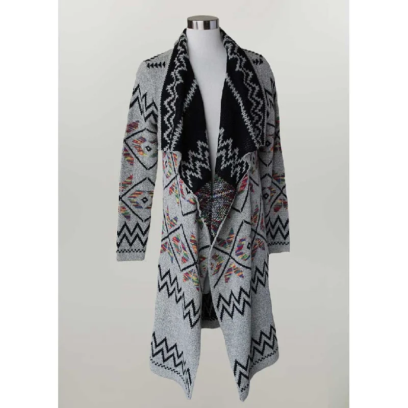 Keren Hart Women's Aztec Duster Cardigan Polka Dot Checkered Tartan