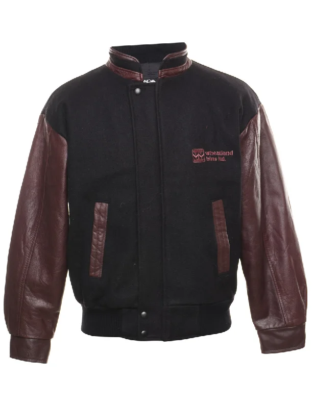 Black & Plum Canada Design Classic Varsity Jacket - S Insulated Jacket Fitted Jacket Loose Jacket