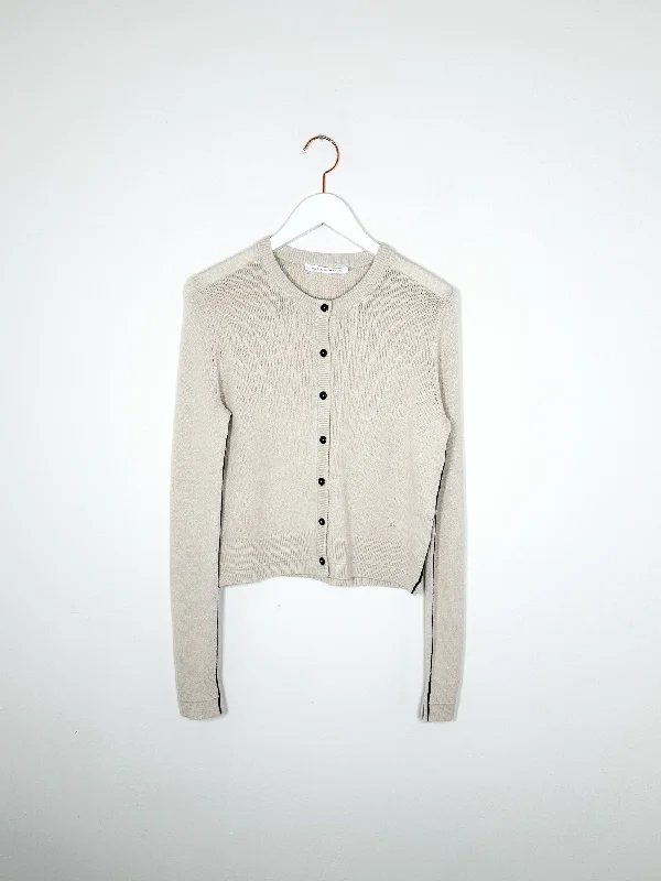 Maria McManus - Petite Cardigan - Crema Solid Color Striped Floral Print