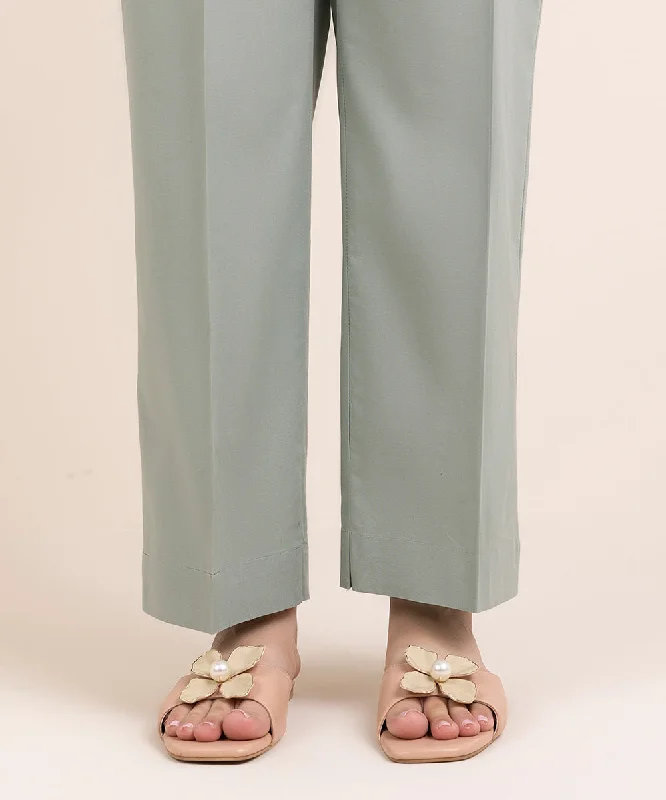 Solid Cambric Straight Pants Warm Wool Trousers
