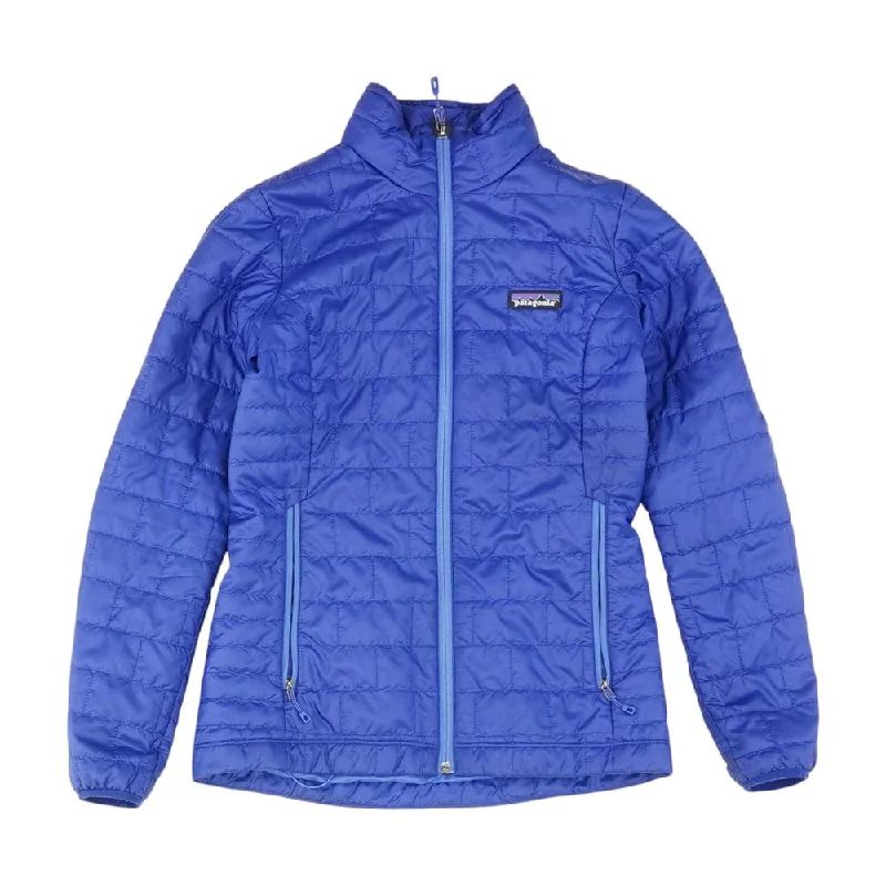 Navy Solid Puffer Jacket Fleece Fabric Down Fabric Feather Fabric