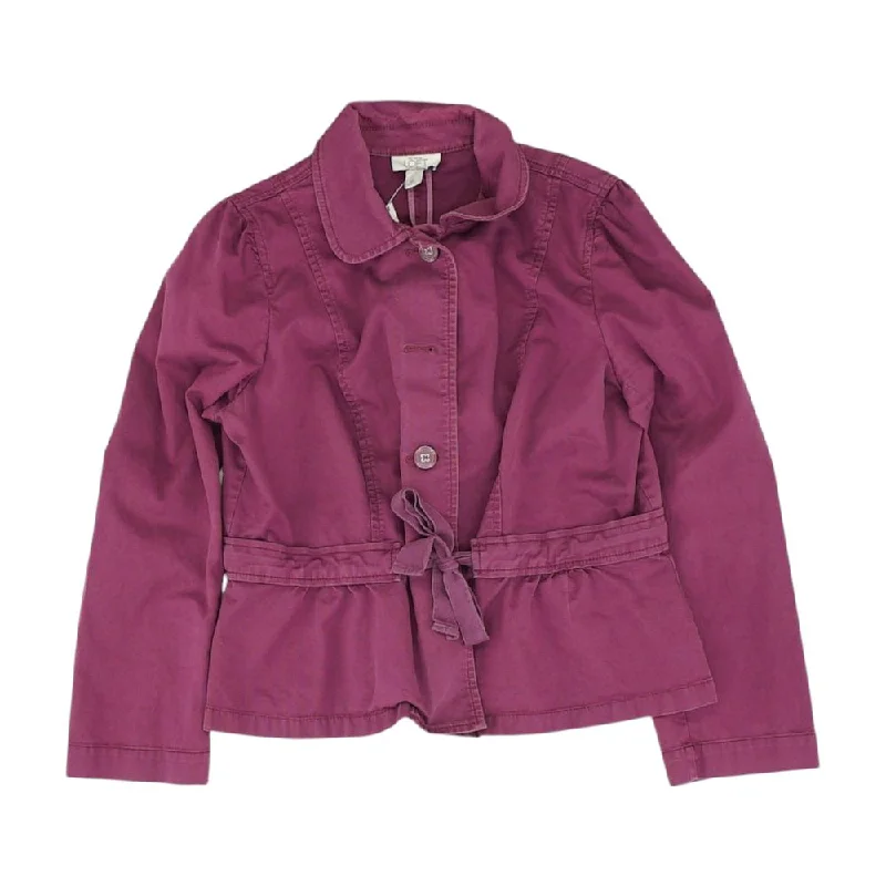 Purple Solid Jacket Notch Collar Jacket Peter Pan Collar Jacket Cowl Neck Jacket