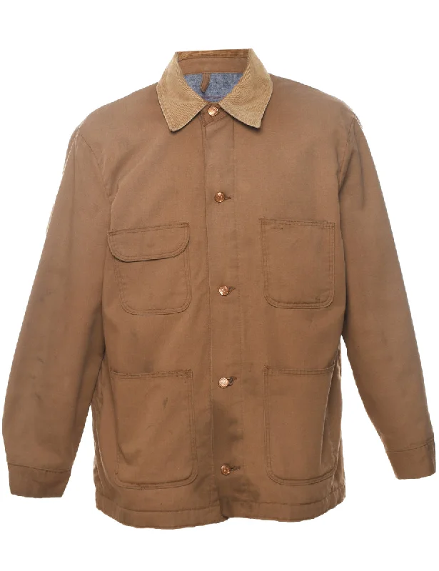 Brown Workwear Jacket - L Collared Jacket Crew Neck Jacket Turtle Neck Jacket