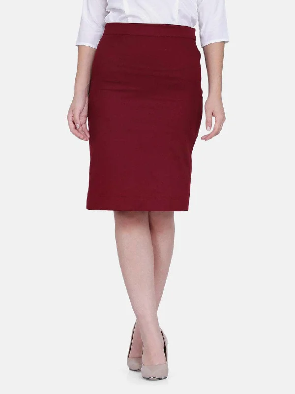 Cotton Twill Skirt - Wine Red wool skirt thick
