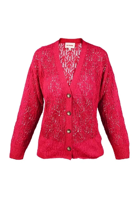 FRAMBUESA PINK ARAÑITA V NECK CARDIGAN Layered Multi-layer Single Layer