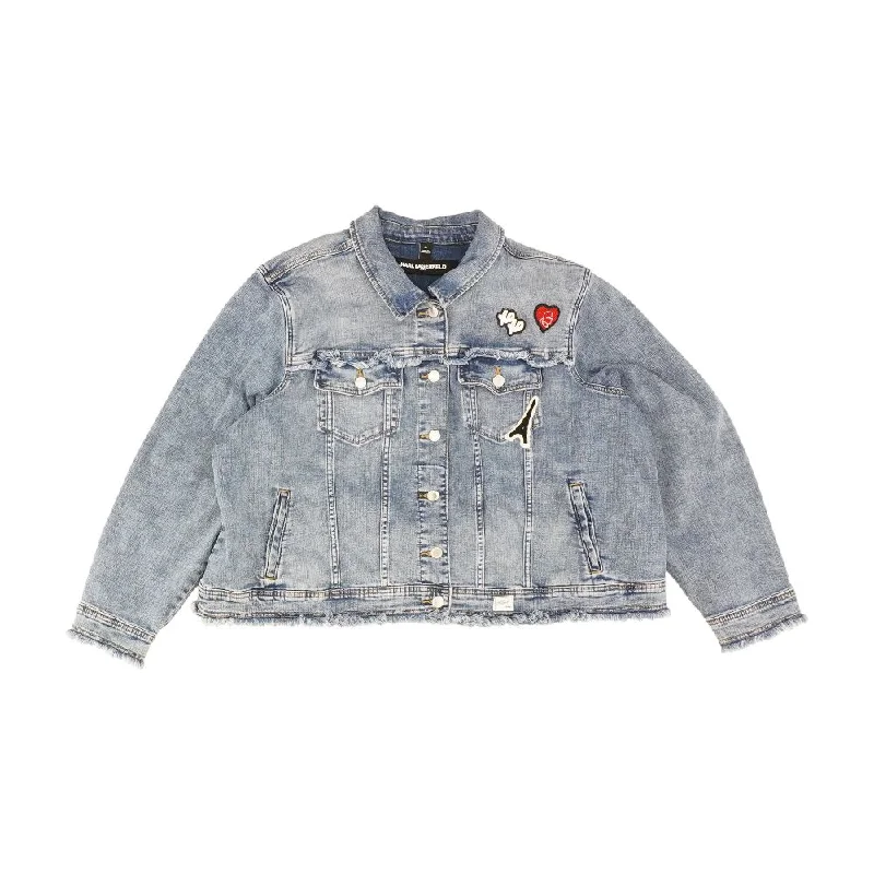 Blue Solid Denim Jacket Mesh Jacket Canvas Jacket Denim Jacket