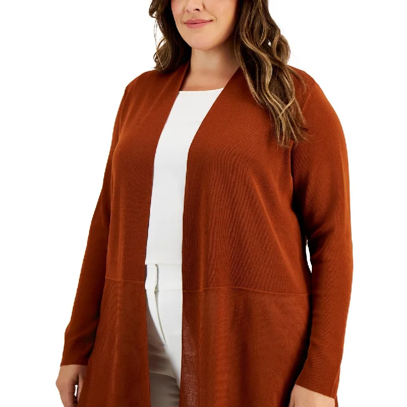 Anne Klein Womens Plus Solid Cardigan Sweater Boxy Cardigan Fitted Cardigan A-Line