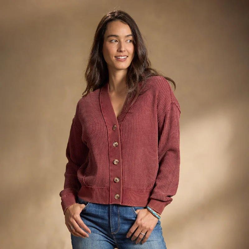 Juniper Waffle Cardigan Bright Pastel Dark