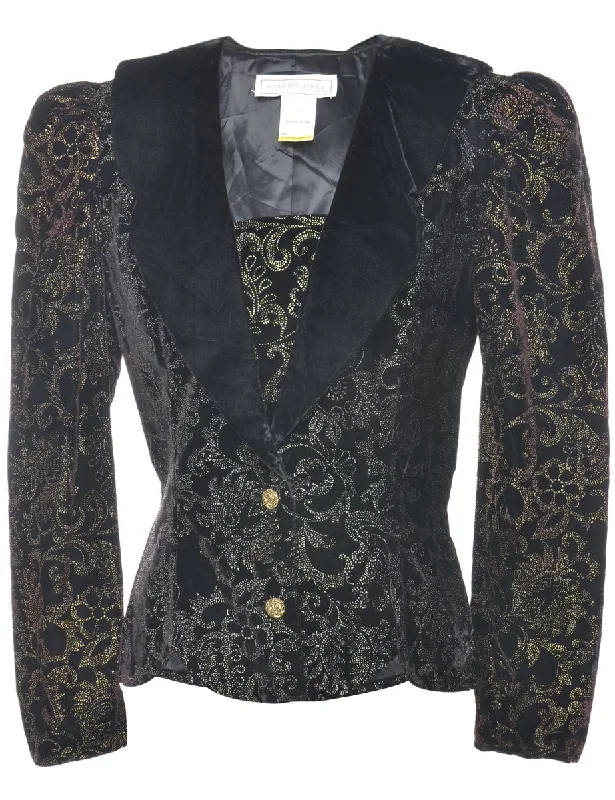 Black Evening Jacket - L Print Jacket Jacquard Jacket Embroidered Jacket