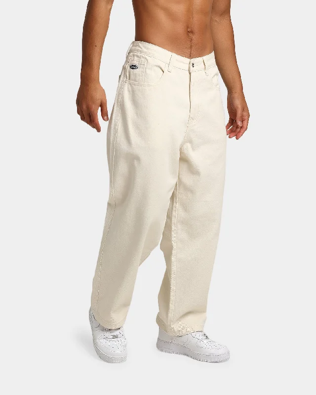 X-Large Bull Denim 91 Pants Cream Fashionable Button-Up Pants