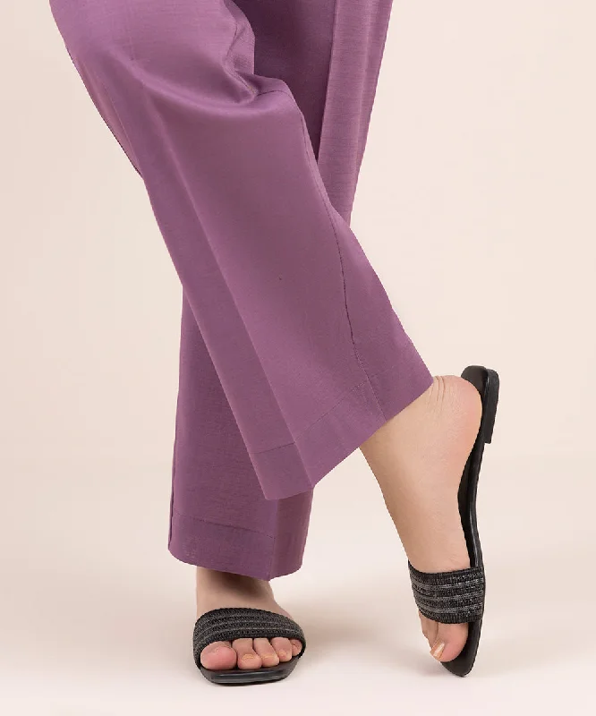 Solid Crosshatch Straight Pants Warm Wool Trousers