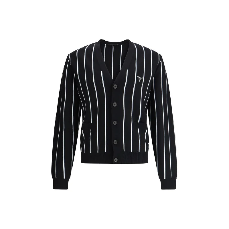 Prada Wool Striped Men's Cardigan Knit Fabric Woven Fabric Fleece Fabric