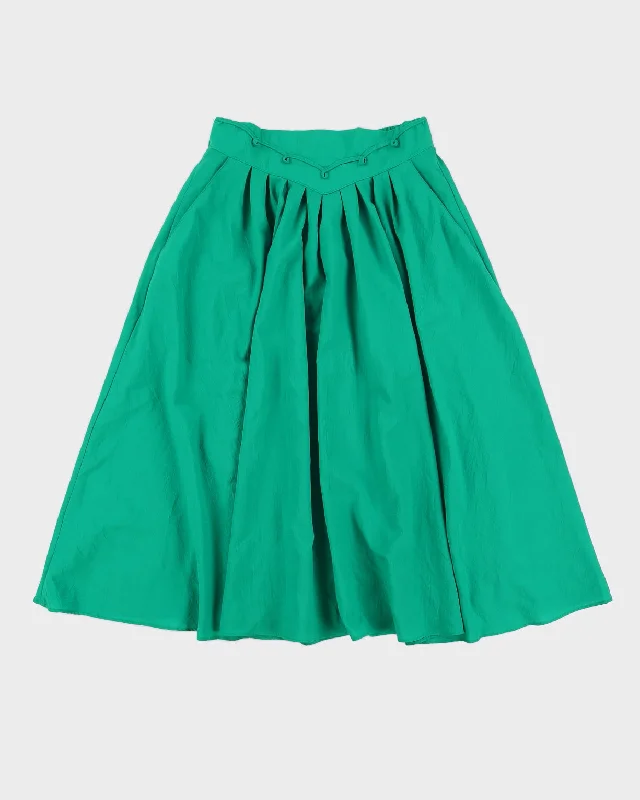 Green Midi Swing Skirt - S lace skirt romantic