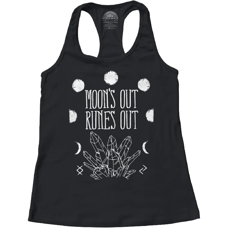 Women's Moon's Out Runes Out Racerback Tank Top bright tank top