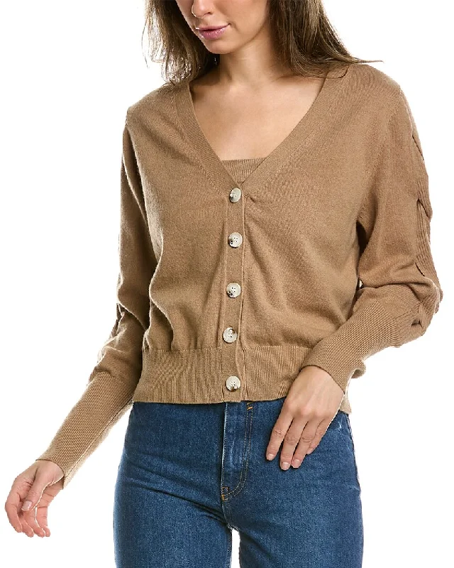 Lea & Viola 2pc Wool & Cashmere-Blend Tank & Cardigan Set Modern Contemporary chic