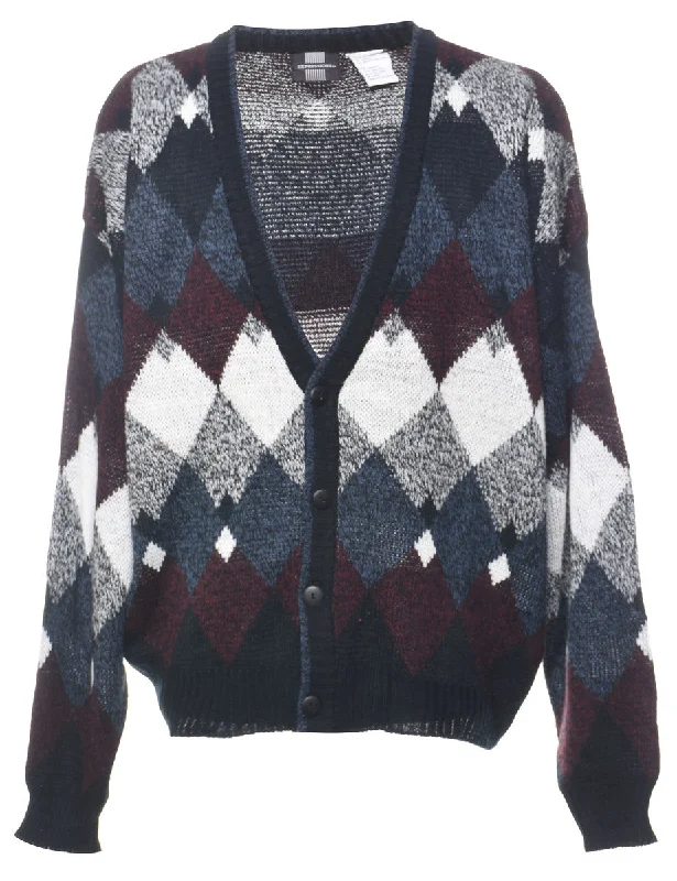 Argyle Cardigan - L Jersey Fabric Tulle Fabric Batik Fabric