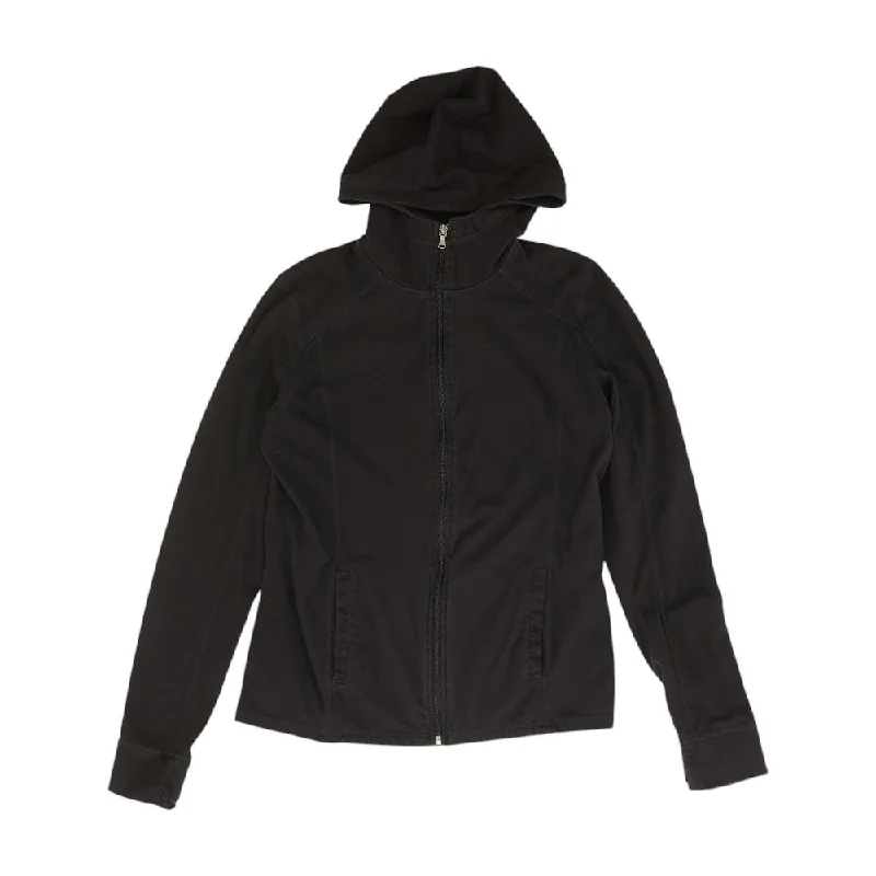Black Solid Lightweight Jacket Zippered Front Buttoned Front Snap Front