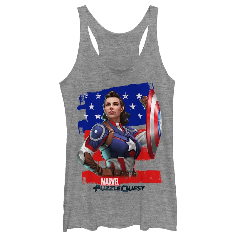 Women's Marvel Puzzle Quest Peggy Carter Racerback Tank Top one shoulder tank