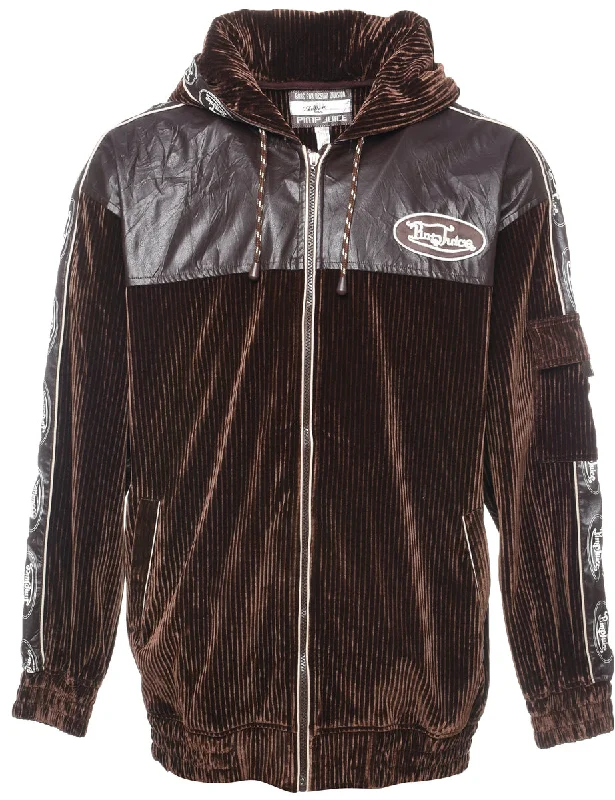 Brown Corduroy & Faux Leather Y2K Jacket - XL Mesh Jacket Canvas Jacket Denim Jacket
