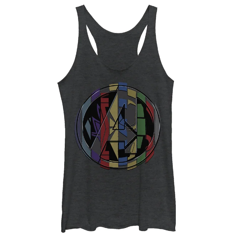 Women's Marvel Avengers: Endgame Puzzle Cube Logo Racerback Tank Top baby blue tank