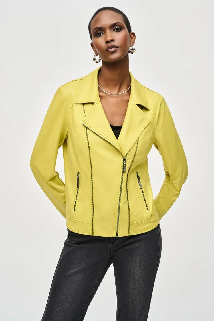 Joseph Ribkoff Foiled Knit Moto Jacket Bomber Jacket Anorak Windbreaker