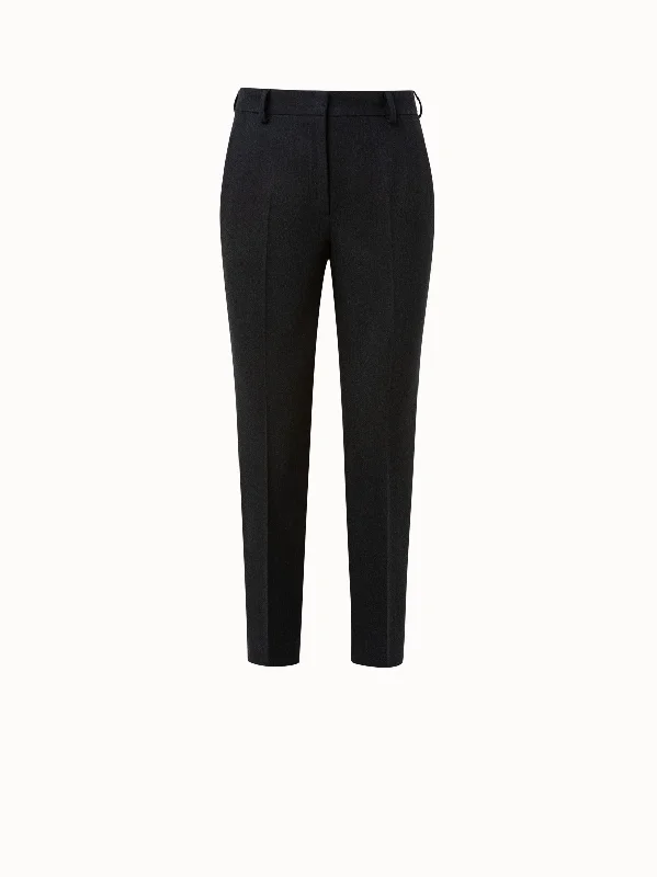 Tapered Wool Stretch Flannel Pants Casual Skinny Fit Pants
