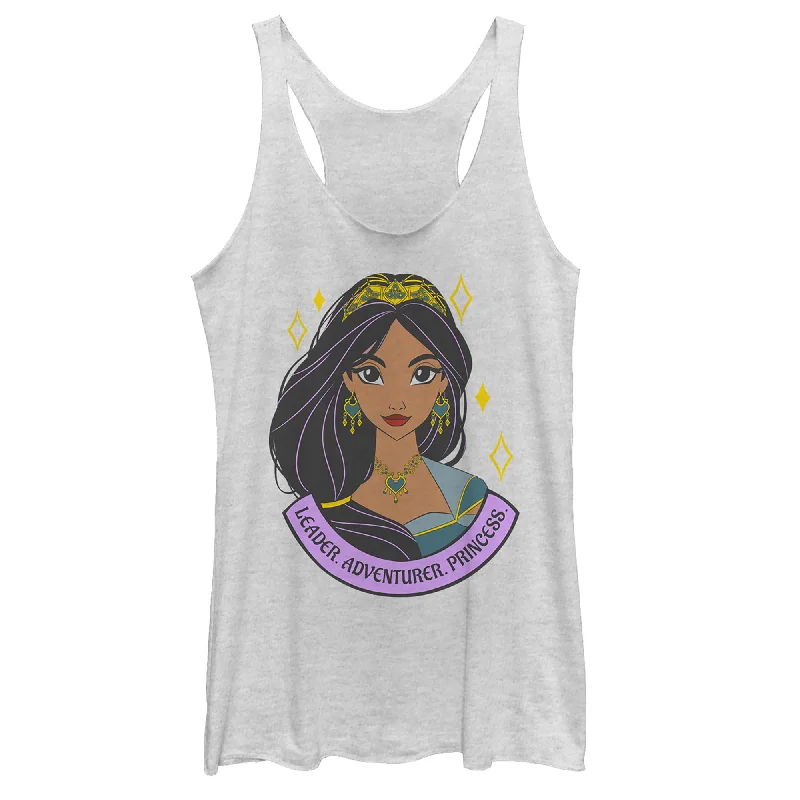 Women's Aladdin Jasmine Leader Portrait Racerback Tank Top baby blue tank