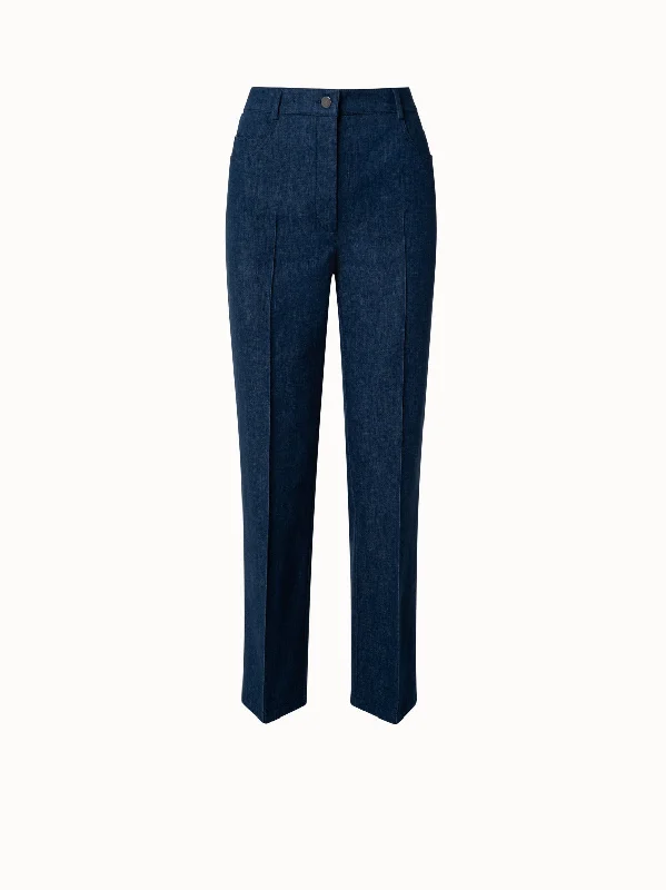 Cropped Straight Cotton Denim Stretch Pants Stylish Harem Pants
