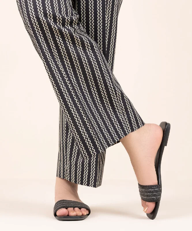 Printed Cambric Straight Pants Stretch Fit Pants