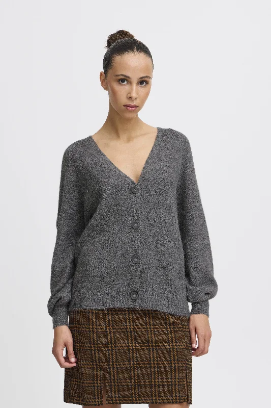 GREY PREP CARDIGAN Denim Fabric Leather Fabric Suede Fabric