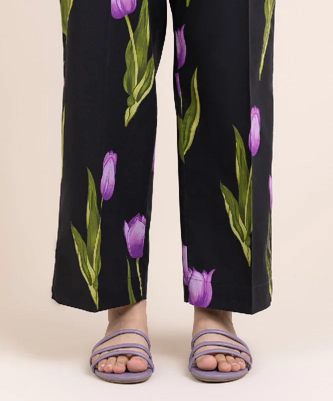 Printed Cambric Straight Pants Cozy Jogger Leggings