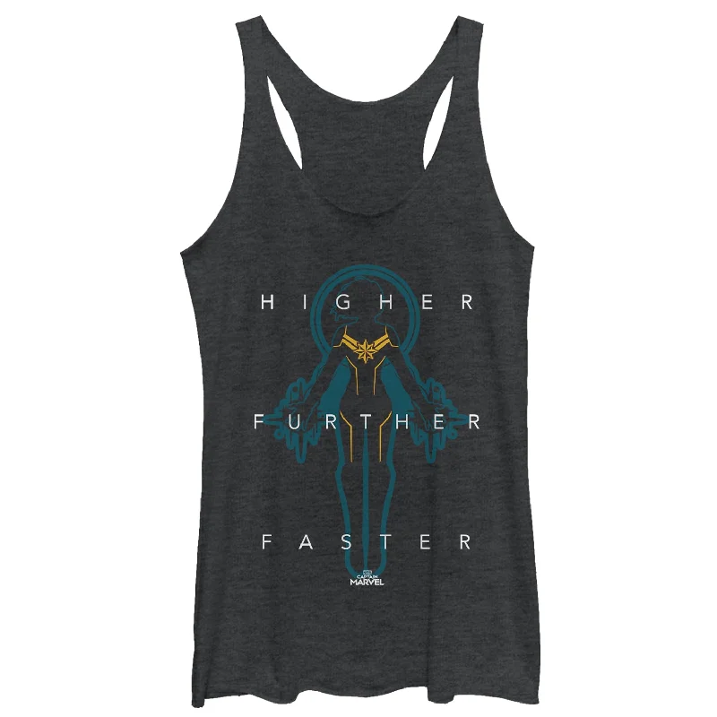 Women's Marvel Captain Marvel Higher Mantra Racerback Tank Top stretchy tank top