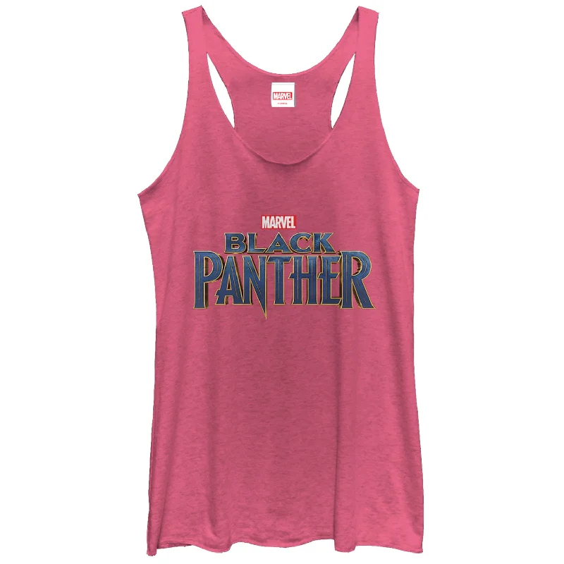 Women's Marvel Black Panther 2018 Text Logo Racerback Tank Top fitted tank top