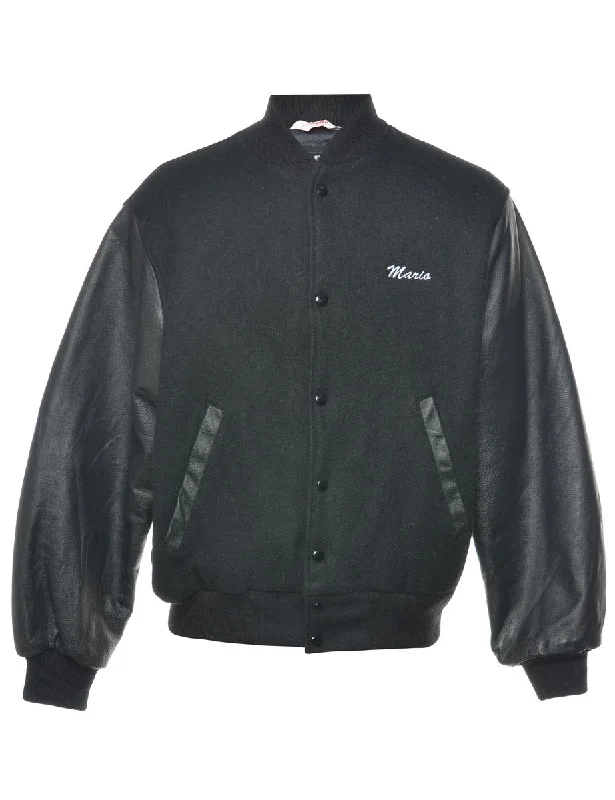 Black Team Jacket - XL Front Pockets Side Pockets Patch Pockets