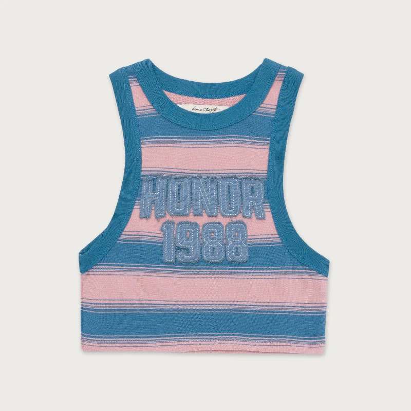 Womens 1988 Stripe Tank - Pink cropped tank top