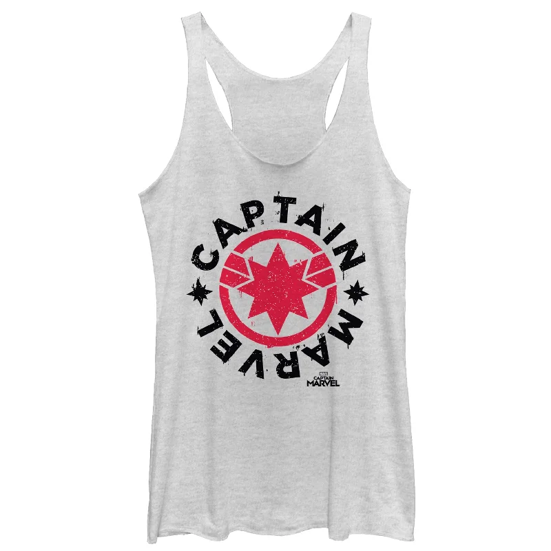 Women's Marvel Captain Marvel Star Symbol Circle Racerback Tank Top long tank top
