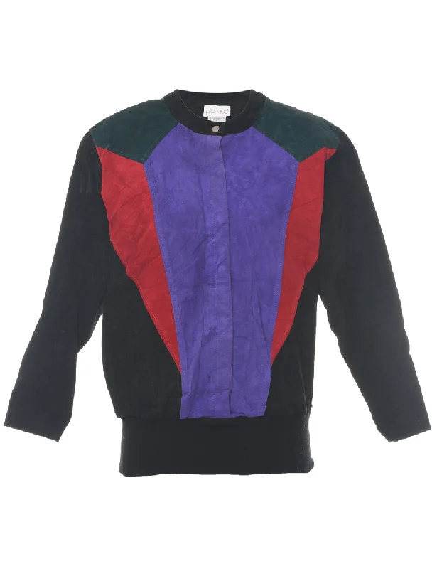 Black Suede Jacket - M Collared Jacket Crew Neck Jacket Turtle Neck Jacket