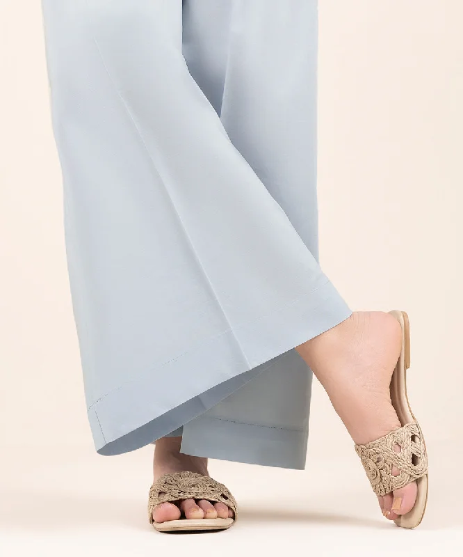 Solid Cambric Flared Pants Casual Track Pants