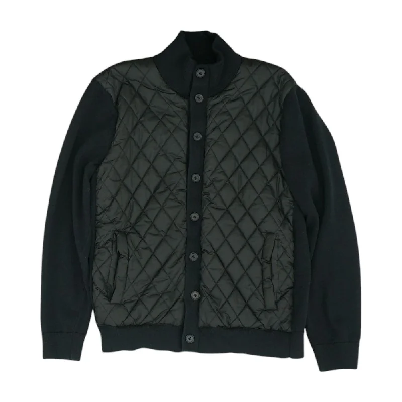 Black Color Block Puffer Jacket Belted Jacket Elasticated Jacket Padded Jacket