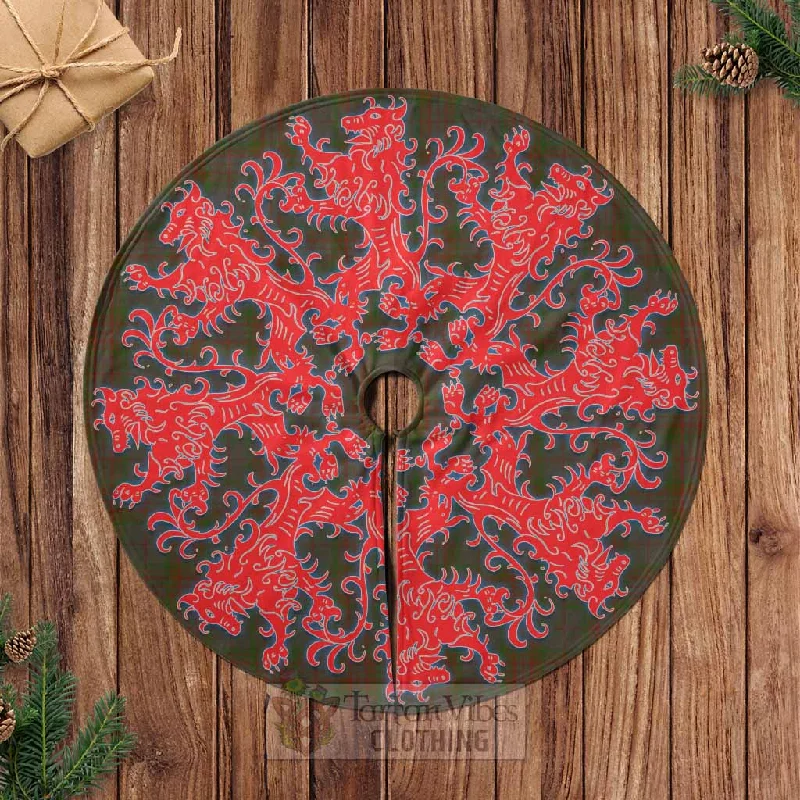 Gray Tartan Christmas Tree Skirt Lion Rampant Style patchwork skirt art