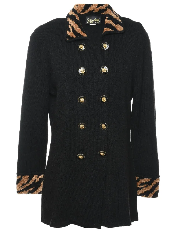 Black Cardigan - L Sequined Glittery Shiny