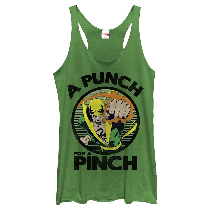 Women's Marvel St. Patrick's Iron Fist Punch for a Pinch Racerback Tank Top ivory tank top